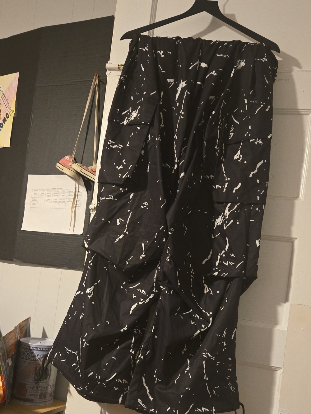 Black and White Splatter Midi Skirt - Women